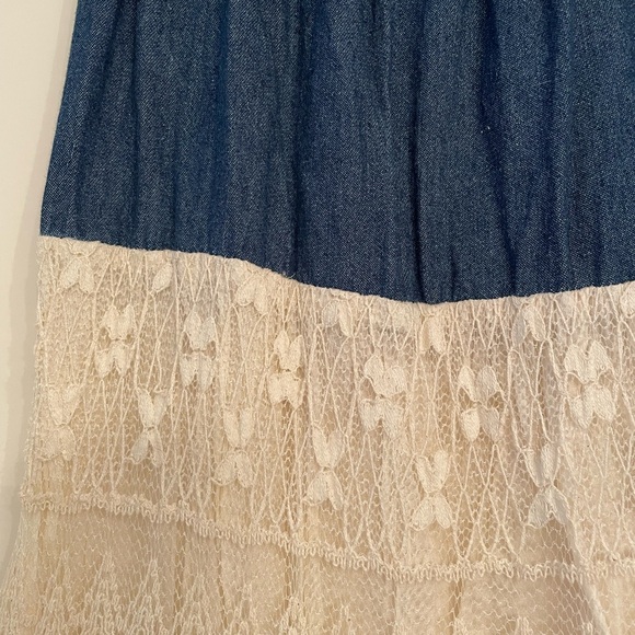 Long denim look ruffle skirt. Beautiful - Picture 5 of 9
